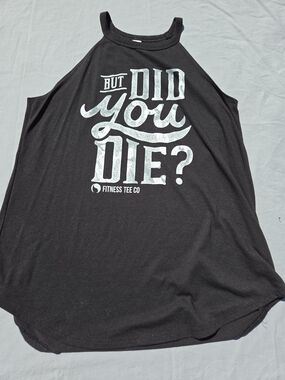 Fitness Tee Co District Black Rocker Tank with Camo 'But Did You Die?' Graphic L